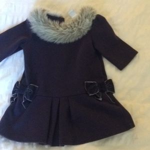 Janie and jack blue dress with fur collar